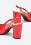 Czerwone Lakierowane Sandały na Obcasie Bez Pięty Halavea