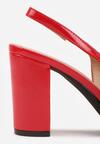 Czerwone Lakierowane Sandały na Obcasie Bez Pięty Halavea