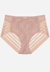 Różowe Majtki Figi z Wysokim Stanem Zdobione Koronką i Siateczką Helieth