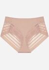 Różowe Majtki Figi z Wysokim Stanem Zdobione Koronką i Siateczką Helieth