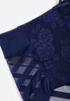Granatowe Majtki Figi z Wysokim Stanem Zdobione Koronką i Siateczką Helieth