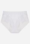 Białe Majtki Figi z Wysokim Stanem Zdobione Koronką i Siateczką Helieth