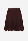 Brązowa Plisowana Spódnica z Wiskozą z Wysokim Stanem Nesadoe