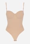 Beżowe Body Bieliźniane do Ubrań z Wyciętymi Plecami i Odkrytymi Ramionami Urilvia
