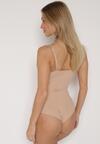 Beżowe Bieliźniane Body Modelujące z Wyciętym Dekoltem Theloria