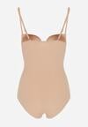 Beżowe Bieliźniane Body Modelujące z Wyciętym Dekoltem Theloria