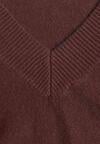 Brązowy Sweter z Dekoltem w V z Domieszką Kaszmiru Mariara