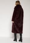 Bordowy Jednorzędowy Płaszcz Futerko o Klasycznym Kroju Yrelsha