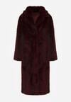 Bordowy Jednorzędowy Płaszcz Futerko o Klasycznym Kroju Yrelsha