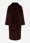 Bordowy Jednorzędowy Płaszcz Futerko o Klasycznym Kroju Yrelsha