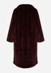 Bordowy Płaszcz Futerko o Kroju Oversize z Kieszeniami z Klapami Namys
