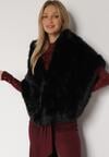 Czarne Ponczo Etola z Futerka w Stylu Szala Cahreva