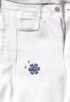 Białe Jeansy Balloon z Wysokim Stanem Zdobione Haftem w Kwiaty Thertheris