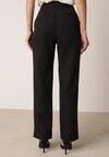 Czarne Proste Spodnie Garniturowe VICES z Wysokim Stanem Zellryna