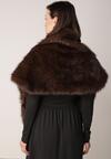 Brązowe Ponczo Etola z Futerka w Stylu Szala Cahreva