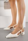 Białe Eleganckie Sandały na Klockowym Obcasie z Lakierowanym Noskiem Brizthine