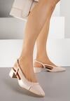 Beżowe Eleganckie Sandały na Klockowym Obcasie z Lakierowanym Noskiem Brizthine