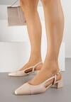 Beżowe Eleganckie Sandały na Klockowym Obcasie z Lakierowanym Noskiem Brizthine
