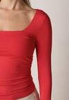 Czerwona Elastyczna Bluzka z Kwadratowym Dekoltem z Wiskozą Doriore