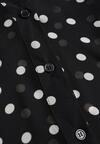 Czarna Bawełniano-Wiskozowa Koszula w Groszki z Plisowanymi Rękawami Ronan