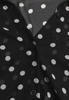 Czarna Półtransparentna Koszula w Groszki z Wiązaniem z Wiskozy i Bawełny Iamine