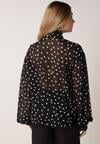 Czarna Półtransparentna Koszula w Groszki z Wiązaniem z Wiskozy i Bawełny Iamine