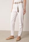 Białe Bawełniano-Wiskozowe Jeansy Mom Fit z Dodatkowym Paskiem Papheilise