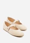 Beżowe Balerinki w Stylu Mary Jane Urifiel