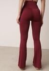 Bordowe Elastyczne Spodnie z Gumką w Talii i Wysokim Stanem Brinamla
