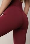 Bordowe Elastyczne Spodnie z Gumką w Talii i Wysokim Stanem Brinamla