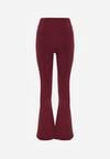 Bordowe Elastyczne Spodnie z Gumką w Talii i Wysokim Stanem Brinamla