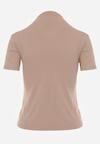 Beżowy Dopasowany T-shirt z Wiskozy z Golfem Isovera