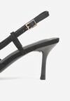 Czarne Sandały na Szpilce z Cyrkoniową Klamrą Elinvyra