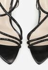 Czarne Sandały na Szpilce Ozdobione Cyrkoniami Thelmia