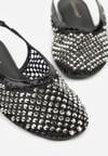 Czarne Lakierowane Sandały Ozdobione Cyrkoniami Caiwenys