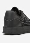 Czarne Sneakersy na Grubej Podeszwie Ozdobione Cyrkoniami Ilaronis