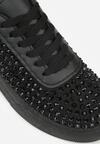 Czarne Sneakersy na Grubej Podeszwie Ozdobione Cyrkoniami Ilaronis