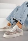 Beżowe Sneakersy na Grubej Podeszwie Ozdobione Cyrkoniami Ilaronis