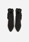 Czarne Botki Kowbojki na Stożkowym Obcasie z Ażurowym Wzorem i Eathetina