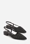 Czarne Sandały Ozdobione Plecionką Melorah