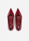 Bordowe Czółenka na Obcasie Typu Kaczuszka Hollybloom