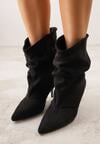 Czarne Botki na Szpilce z Marszczoną Cholewką Hailenia