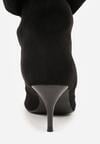 Czarne Botki na Szpilce z Marszczoną Cholewką Hailenia