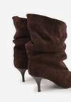 Brązowe Botki na Szpilce z Marszczoną Cholewką Hailenia