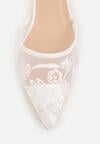 Białe Sandały na Szpilce z Koronką Caskstar