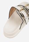 Białe Klapki Ozdobione Dwoma Paskami i Klamrami Jilryna
