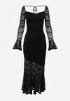 Czarna Koronkowa Sukienka VICES o Eleganckim Kroju z Wiązaniem na Plecach Irinlenne