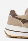 Beżowe Sneakersy na Grubej Podeszwie z Perforacją i Tweedowymi Wstawkami Idaphyphe