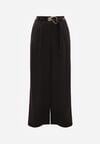 Czarne Szerokie Spodnie z Wysokim Stanem z Domieszką Bawełny i Geometryczną Klamrą Syliteia