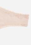 Beżowe Majtki z Bawełną Typu Stringi Ozdobione Koronką Cirilise